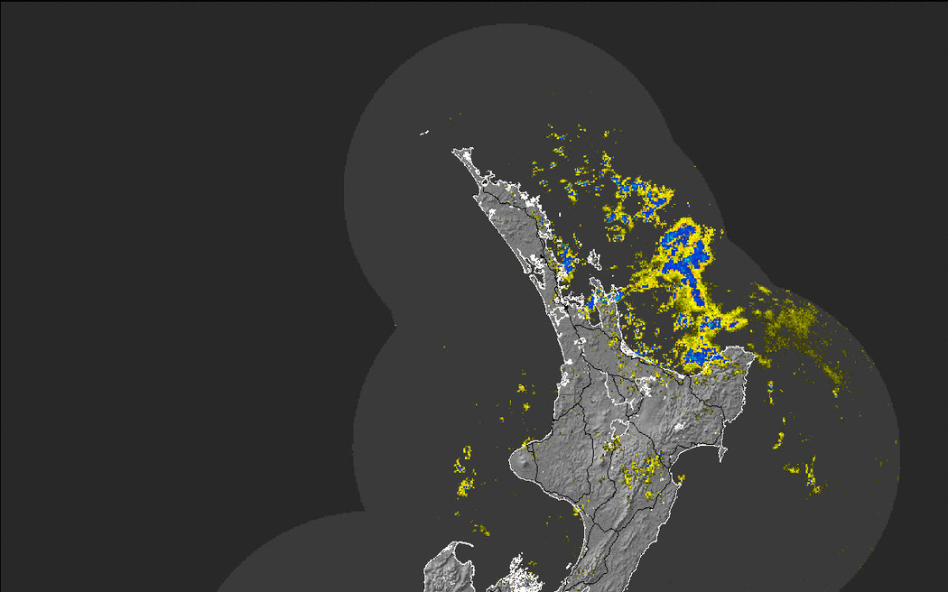 MetService's rain radar on Monday morning.