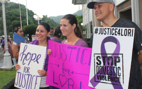 Supporters of a rally against domestic violence in American Samoa