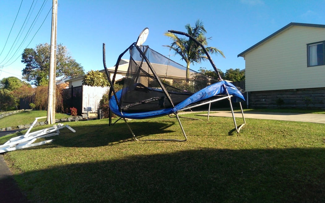 Gales flung trampolines around properties in Whangaparaoa.