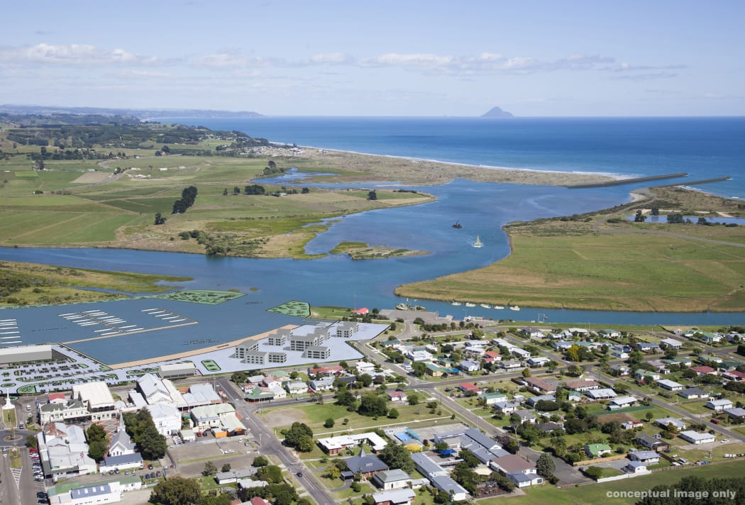 Conceptual image of Ōpōtiki following Harbour Development Project.