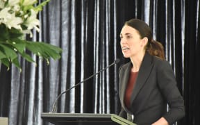 Prime Minister Jacinda Ardern at the 40th anniversary commemorations of the Erebus disaster.
