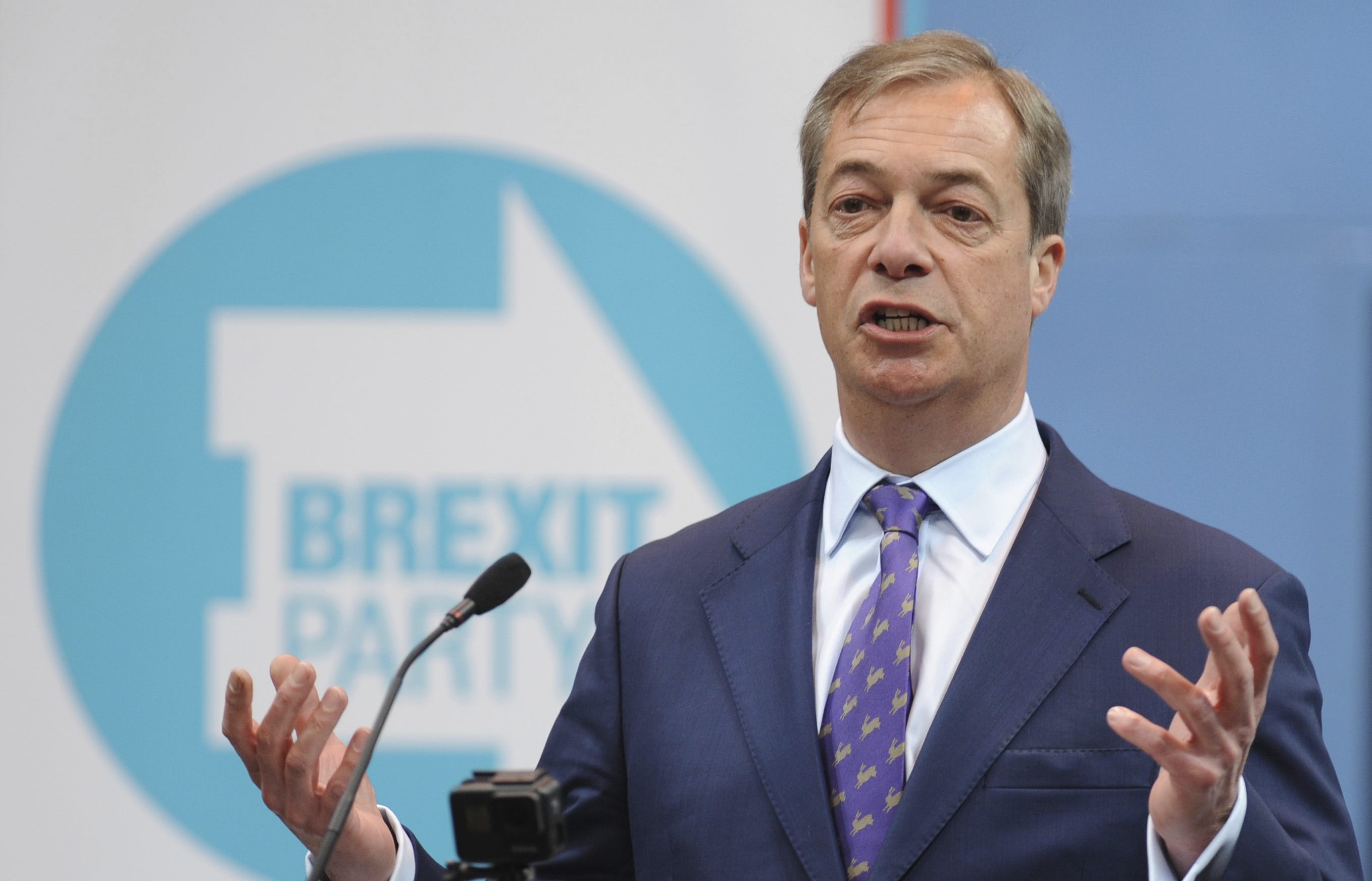 British MEP Nigel Farage speaks during the launch of the Brexit Party's European election campaign.