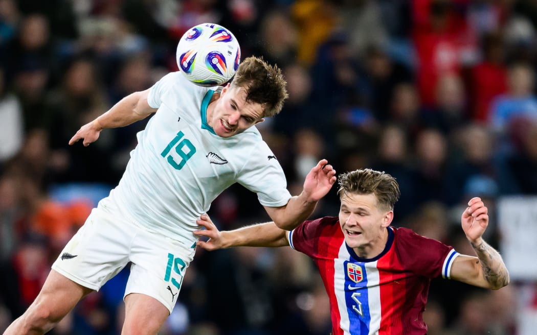 Ben Old of New Zealand in action against Norway in Oslo, 2025.