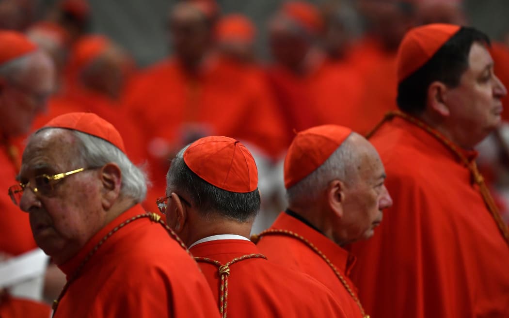 Cardinals attend a Pope's Ordinary Public Consistory for the creation of new cardinals, for the imposition of the biretta, the consignment of the ring and the assignment of the Title or Diaconate, on October 5, 2019 at St. Peter's Basilica in the Vatican.