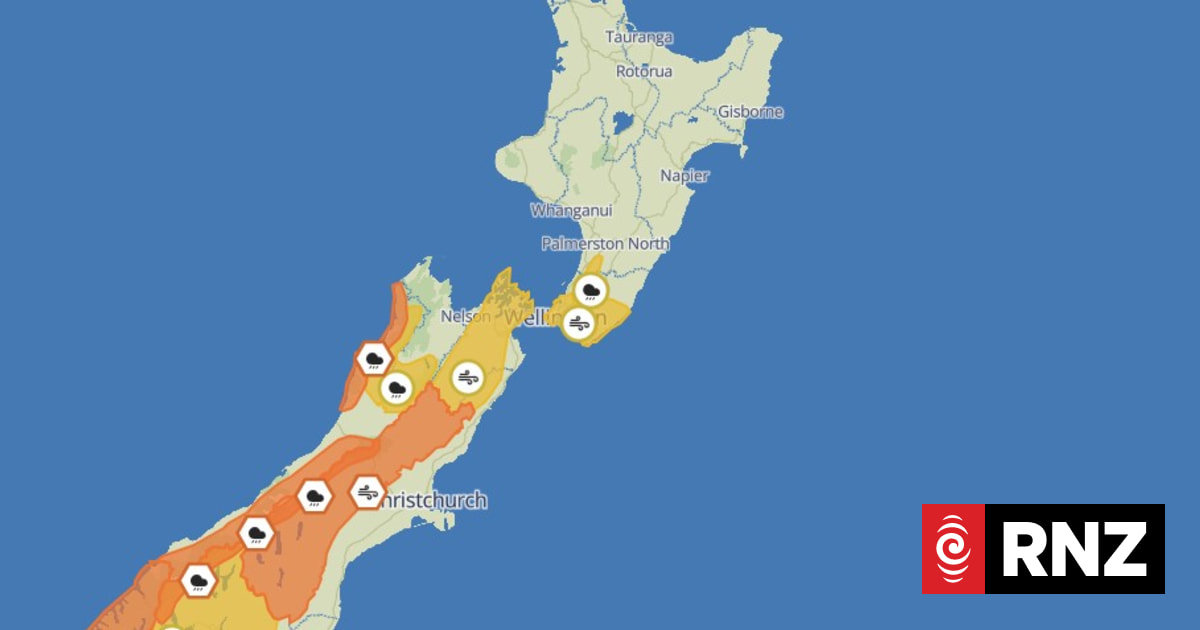 Majority of South Island under weather warnings and watches with flooding, slips possible