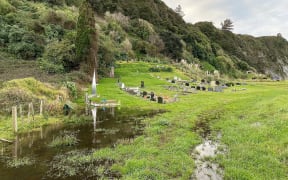Flooding at Tolaga Bay cemetery.