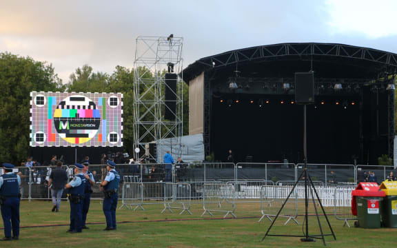 A huge police presence for the national remembrance service in Christchurch.
