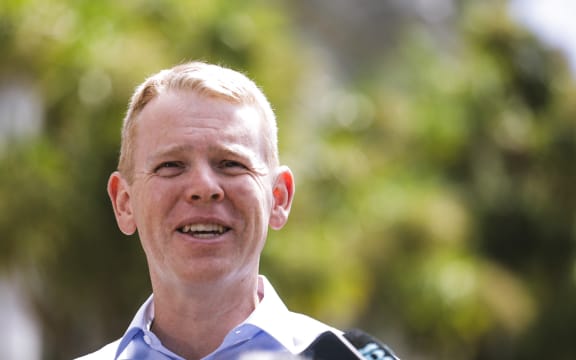 Chris Hipkins speaks to media after being confirmed the sole contender for the Labour Party leadership.