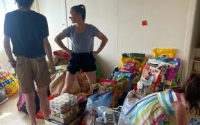 Volunteers sorted supplies in Haumoana in the Hawkes Bay.