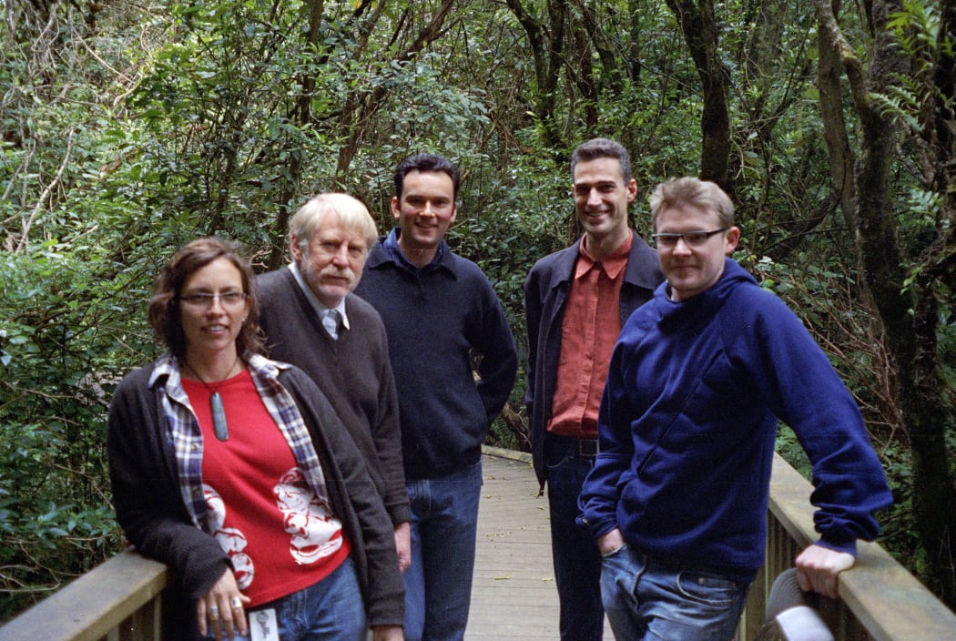 He Ara Pūoro production team (L-R)  Hinemoana Baker, Richard Nunns, Roger Smith, Gareth Watkins, Chris Adams.