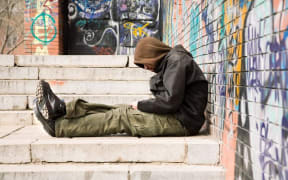Stock photo of a homeless person