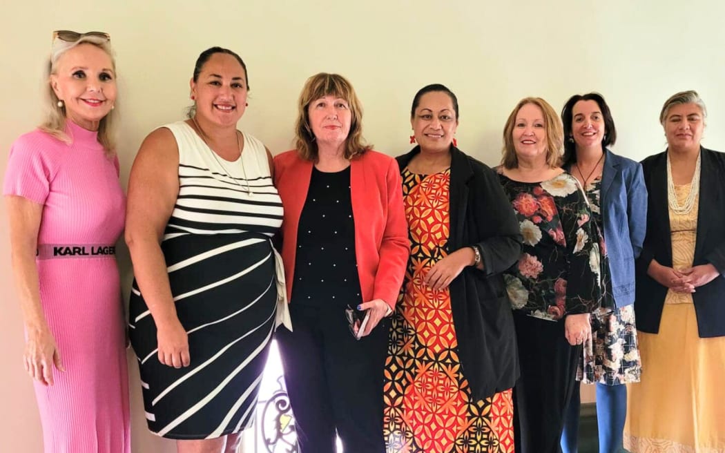 Seven of Auckland’s eight female ward councillors-Desley Simpson, Kerrin Leoni, Sharon Stewart, Lotu Fuli, Angela Dalton, Julie Fairey, and Josephine Bartley. (Cr Christine Fletcher not pictured.)