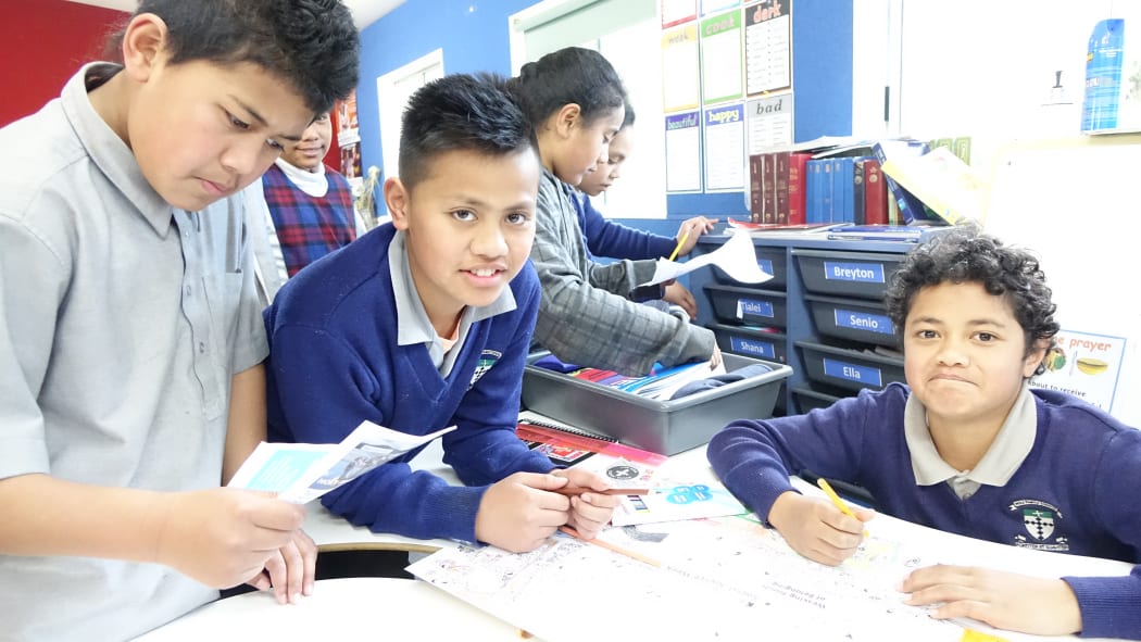 Students at Holy Family School. The school has sent 75 voter enrolment packs to families where adults were not enrolled to vote.
