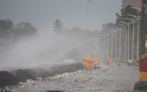 PHILIPPINES, Manila: Super typhoon Koppu hits Roxas Boulevard, in Manila, on October 18, 2015, forcing thousands to flee. - CITIZENSIDE/MARLO CUETO
