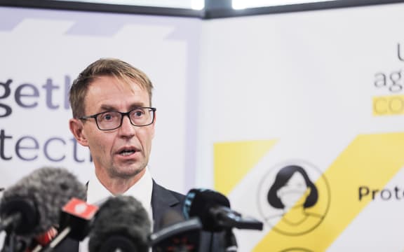Director-General of Health Dr Ashley Bloomfield at the announcement New Zealand was moving to phase three of its Omicron response at 11.59pm on Thursday.