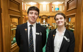 Parliament Chamber Officers Finn Meredith and Charlotte Carter