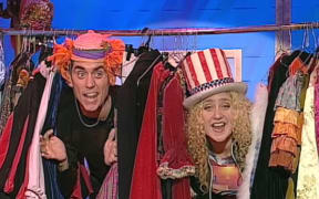 Host Jason Gunn and Super Trooper Ainsley Allen on McDonalds Young Entertainers.