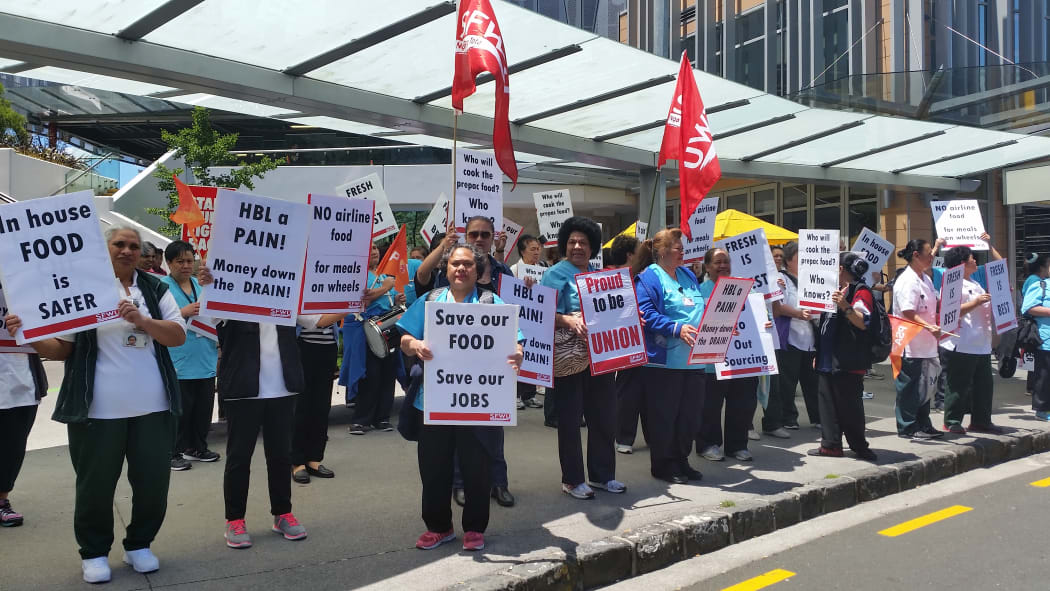 About 70 workers staged a picket outside Auckland Hospital.