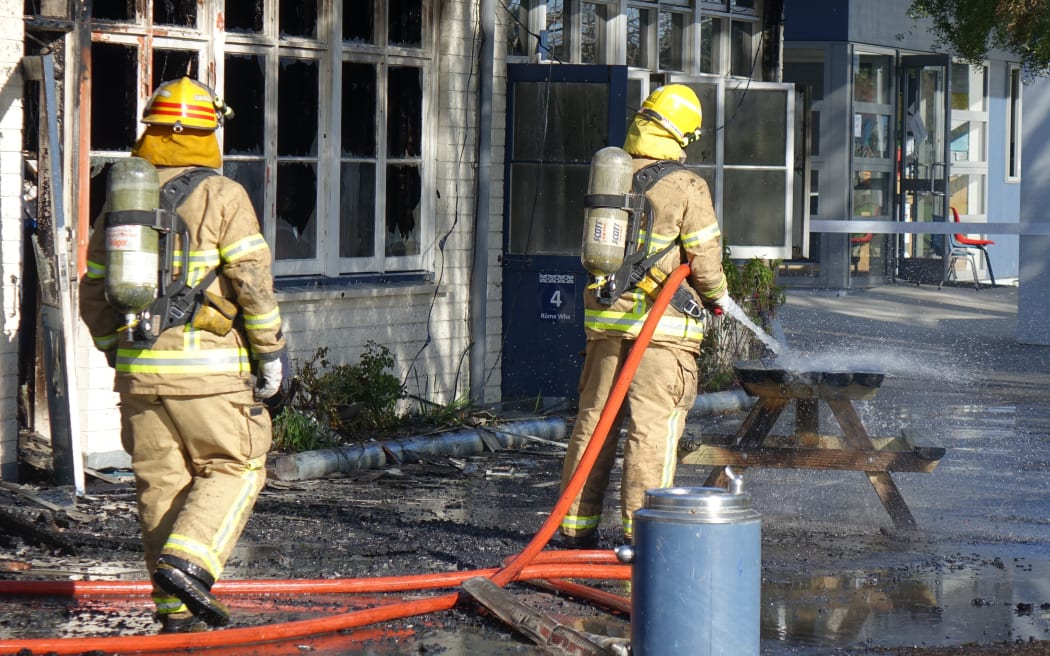 Fire gutted a block of four classrooms at Russley School in Christchurch