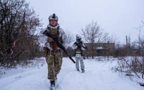 Ukrainian servicemen from the 25th Air Assault Battalion are seen stationed in Avdiivka, Ukraine on January 24, 2022.