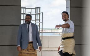Prime Minister Lord Fakafanua (left) and 'Eliesa Katoa at the Prime Minister's Office in Nuku'alofa last week. Photo: Tonga PMO Media