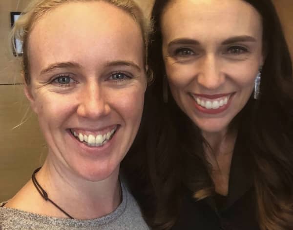 Actor Sophie Hambleton with Dame Jacinda Ardern