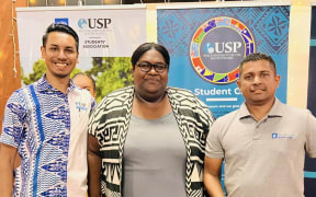 From left: USPSA deputy secretary general Aneet Kumar, national gender and youth activist Alanieta Atama, and Fiji's elections supervisor Mohammed Saneem at the intergenerational dialogue on democracy and elections at USP Laucala Campus
