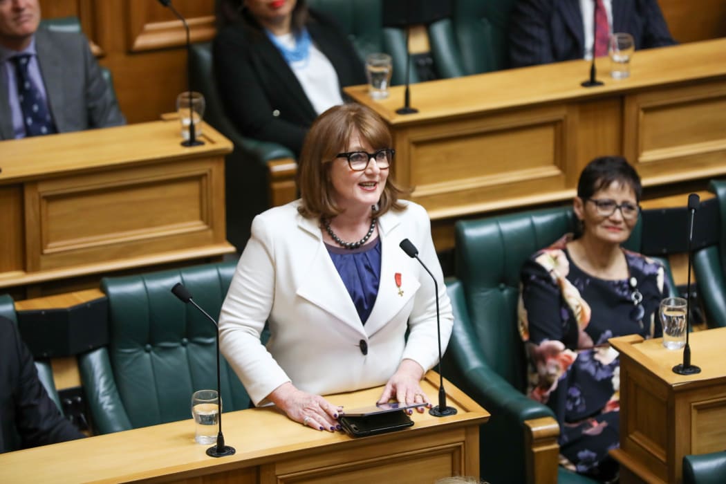 Departing National MP Maggie Barry gives her valedictory speech at Parliament