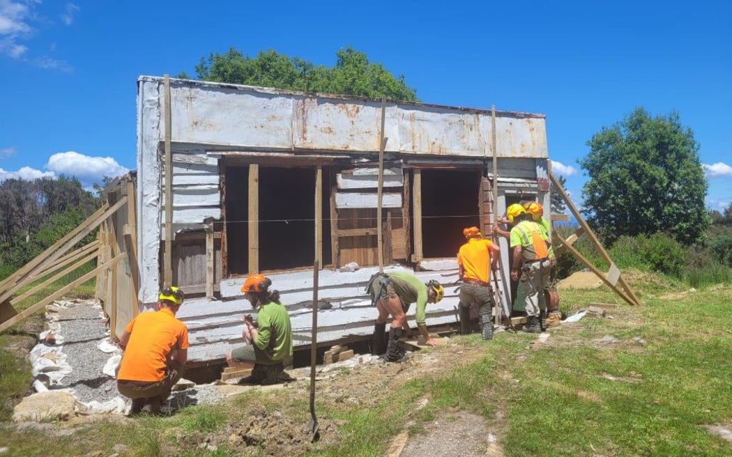 Work underway on the Waiuta cottage in mid-May.