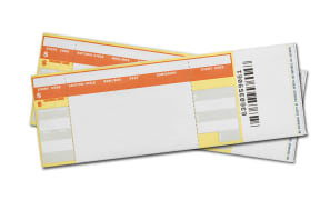 Pair of Blank Concert Tickets Isolated on White Background.