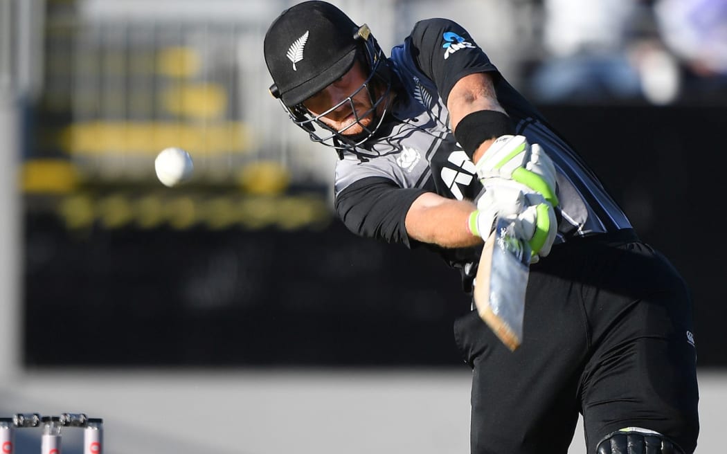 Martin Guptill batting for the Black Caps  in their T20 match against Australia at Eden Park in Auckland.