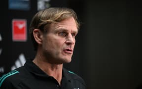 All Blacks head coach Scott Robertson speaks to media.