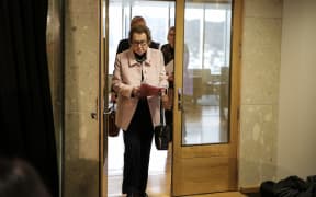 Dame Margaret Bazley prepares to speak at a media conference on the Russell McVeagh review she headed.