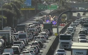 Traffic is heavy on Auckland's Southern Motorway following the crash.
