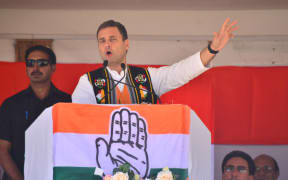 India National Congress President Rahul Gandhi, address at an election rally in Dimapur, India north eastern state of Nagaland on Wednesday.
