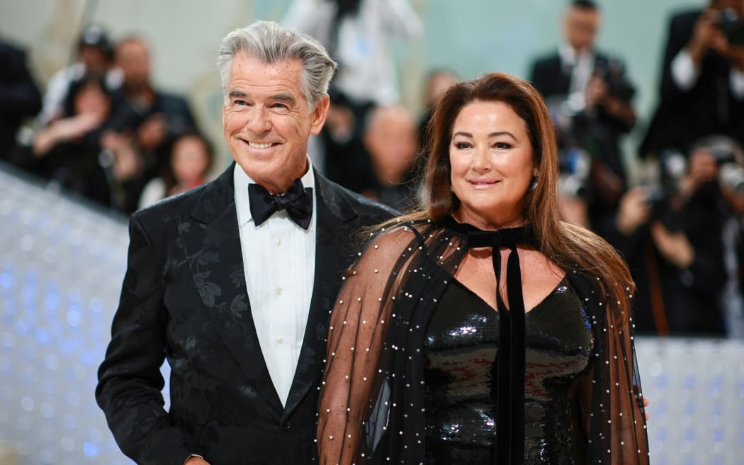 NEW YORK, NEW YORK - MAY 01: (L-R) Pierce Brosnan and Keely Shaye Smith attend The 2023 Met Gala Celebrating "Karl Lagerfeld: A Line Of Beauty" at The Metropolitan Museum of Art on May 01, 2023 in New York City. (Photo by Dimitrios Kambouris/Getty Images for The Met Museum/Vogue)