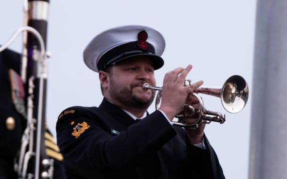 Able musician Orson Paine at the Anzac Day dawn service in Gallipoli on 25 April 2024.
