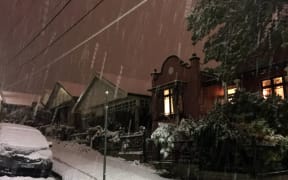 Snow falling in Lithgow in the Blue Mountains west of Sydney.