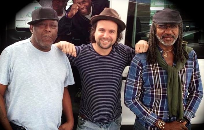 Mista Savona between Sly and Robbie
