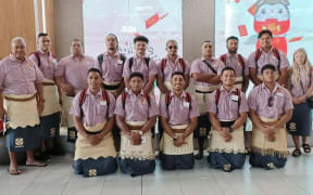 The Tonga sevens team before departing to Chile.