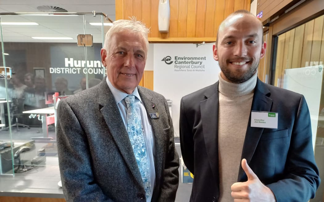 Councillor Joe Davies (right) and his father Councillor Tom Davies (left)