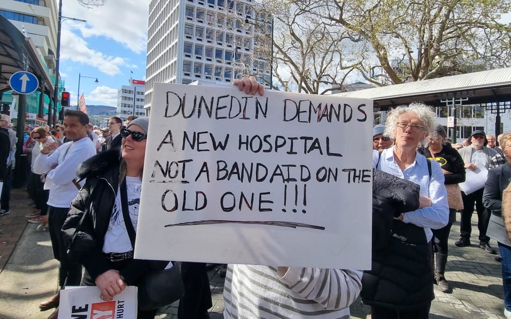 Protesters say the lower South Island will pay for any cuts made to the new Dunedin Hospital.