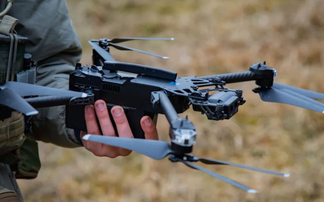 U.S. Soldiers assigned to Hound Company, 2nd Battalion, 2nd Infantry Regiment, 3rd Brigade, 10th Mountain Division, conduct a demonstration for the local media with the Skydio X2D Drone during exercise Combined Resolve (CbR) 25-1 at the Joint Multinational Readiness Center, Hohenfels Training Area, Hohenfels, Germany, Feb. 3, 2025.