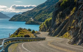 Road along Lake Wakatipu, Queenstown, New Zealand