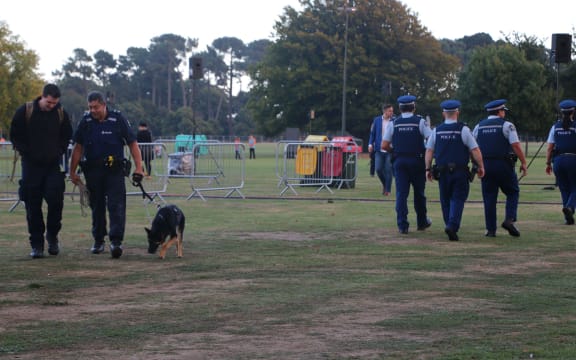 A huge police presence for the national remembrance service Christchurch.