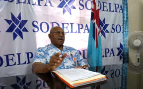 The leader of Fiji's opposition SODELPA party Sitiveni Rabuka announces his party's candidates to contest next month's elections.
