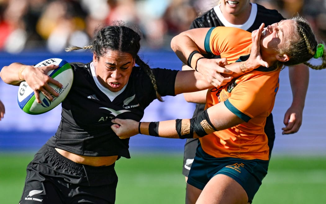 Kennedy Tukuafu in action against the Wallaroos.