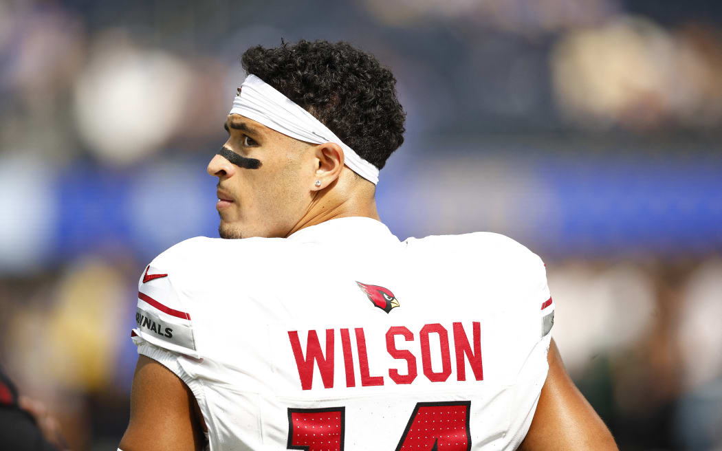 Michael Wilson #14 of the Arizona Cardinals at SoFi Stadium on October 15, 2023 in Inglewood, California.