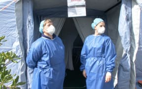 Acceptance First Aid, indicates a panel at the entrance of the hospital in Imola where coronavirus patients are treated.