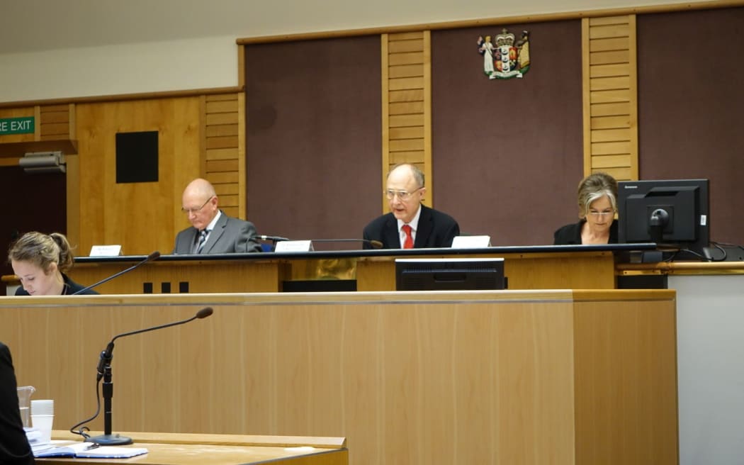 Tribunal members from left to right Brian Neeson, Roger Haines QC (chair) and Wendy Gilchrist.